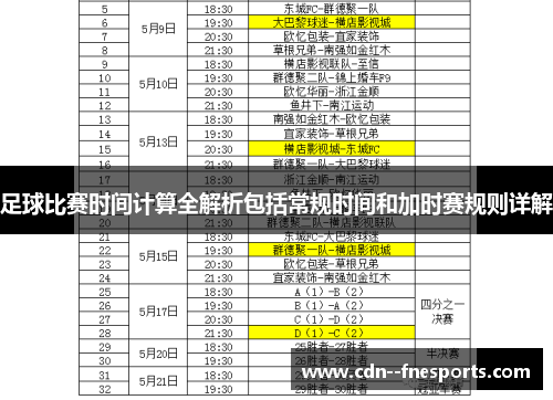 足球比赛时间计算全解析包括常规时间和加时赛规则详解