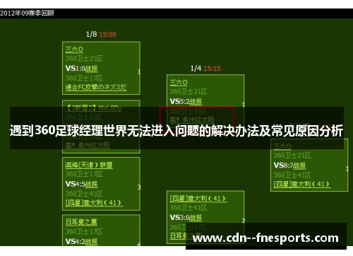 遇到360足球经理世界无法进入问题的解决办法及常见原因分析